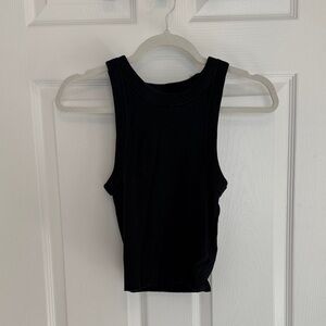 Aerie Black Ribbed High Neck Tank Top Women's Top